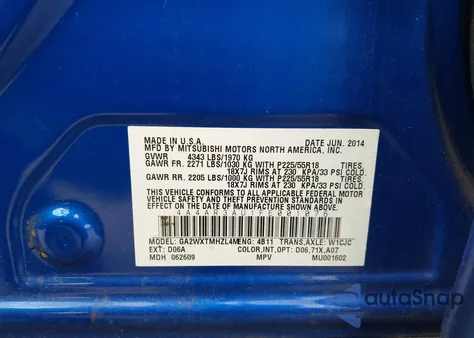 2015 Mitsubishi Outlander Sport Es z USA, uszkodzony, nr VIN 4A4AR3AU1FE001076